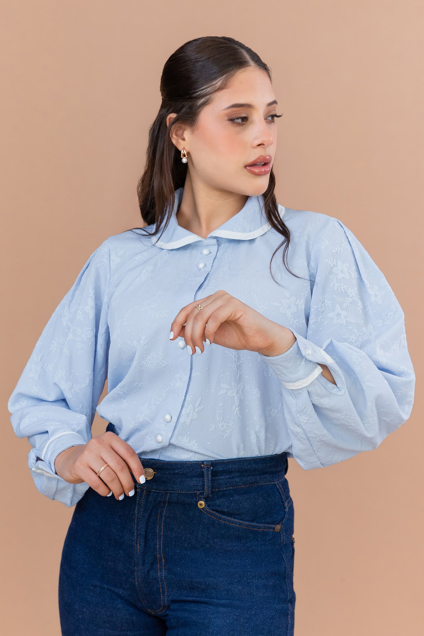 Blusa Mary Jane: celeste