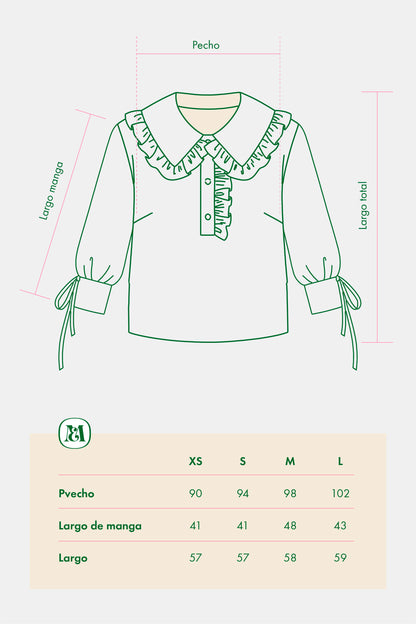 Blusa Madeline – líneas celeste