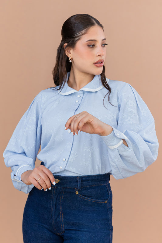 Blusa Mary Jane: celeste