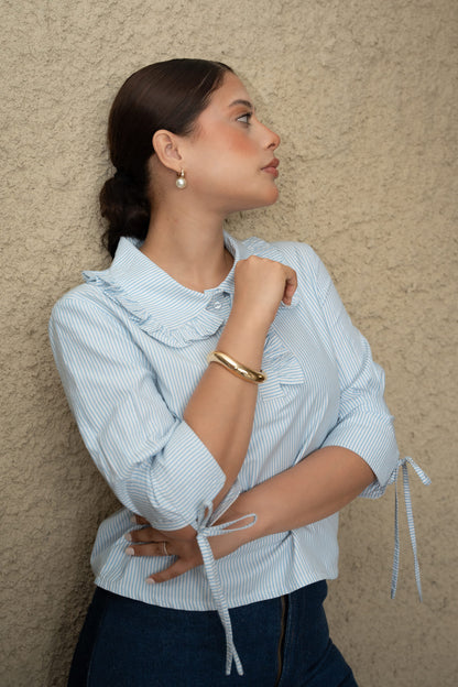 Blusa Madeline – líneas celeste