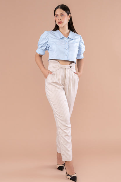 Pantalón Gracia beige con líneas