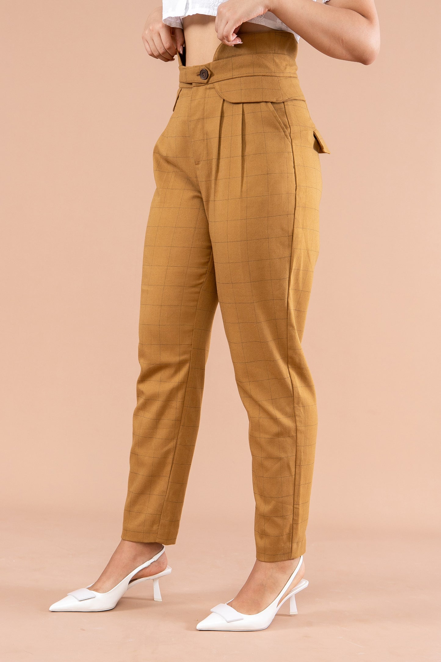 Pantalón Gracia marrón tweed